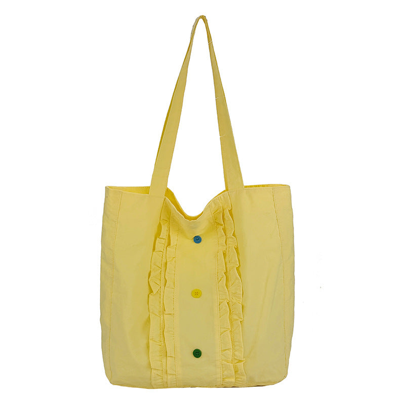 Ruffled Design Lightweight Tote Bag