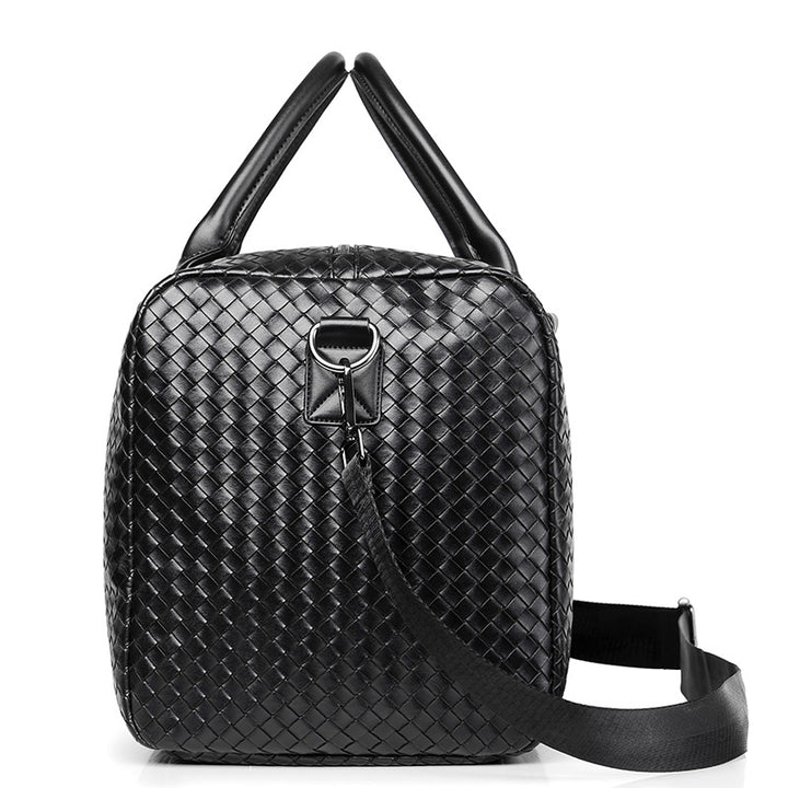 Woven Leather Weekend Duffel Bag Kalsten
