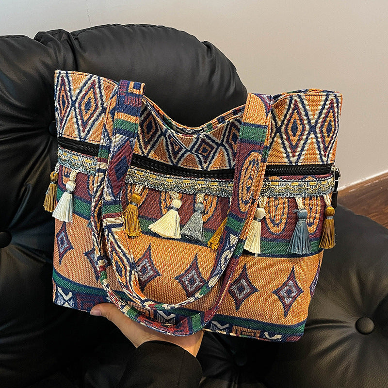 Artistic Geometric Print Tote Bag