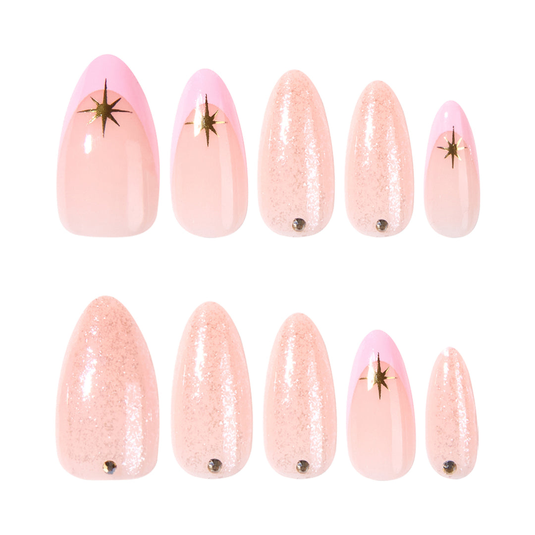 Artistic nail design with glitter and star accents Kalsten
