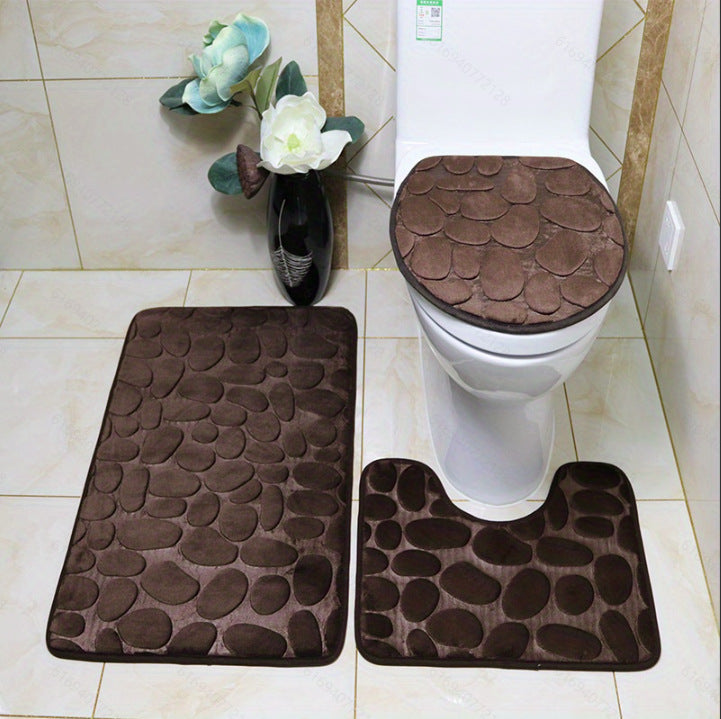 Textured Stone Pattern Bath Mat Set Kalsten