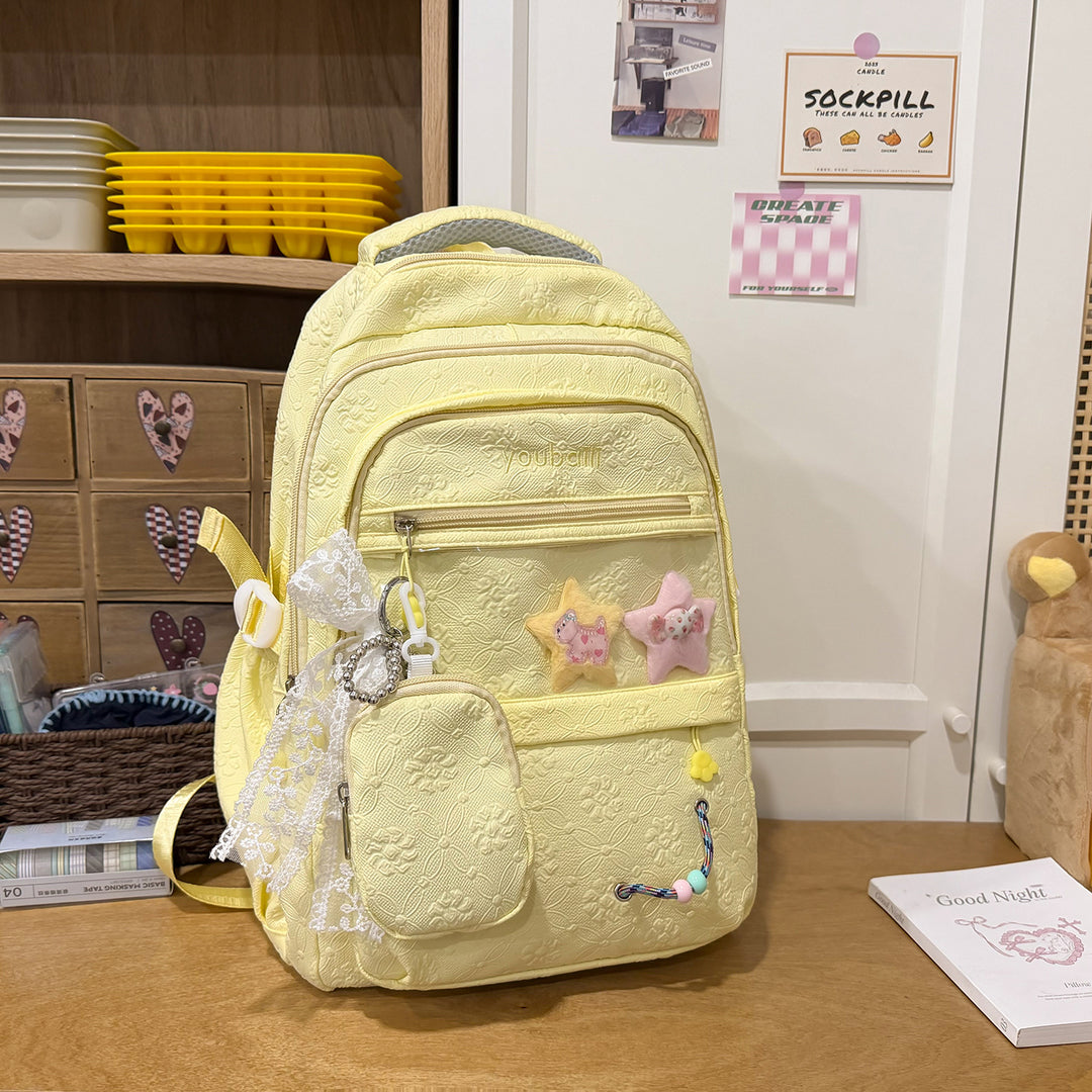 Decorative Floral-Embossed Backpack Kalsten