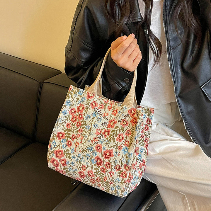 Floral Embroidered Canvas Tote Bag  1790617064