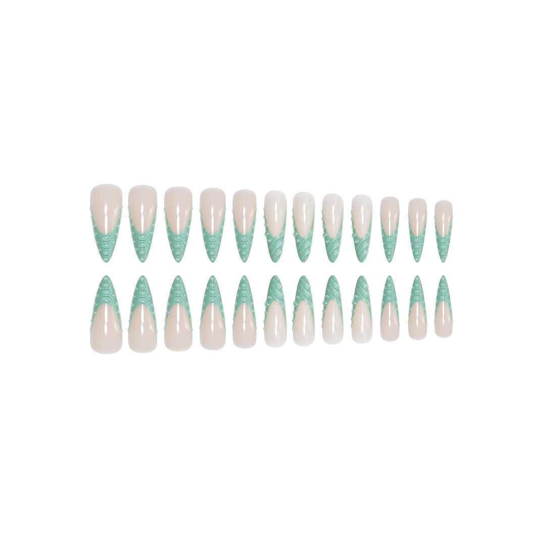 Extravagant Stiletto Press-On Nails with Artistic Shell Design Kalsten