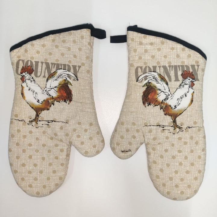 Insulated Double Oven Mitt Pair With Quilted Heat-Resistant Lining And Hanging Loop