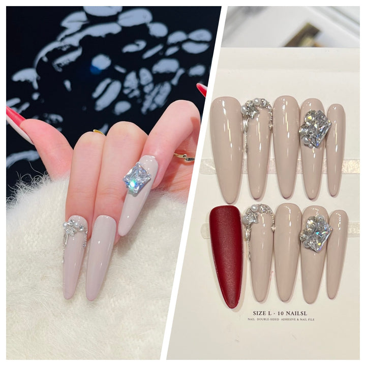 Artistic Stiletto Press-On Nail Set with Charming Patterns Kalsten