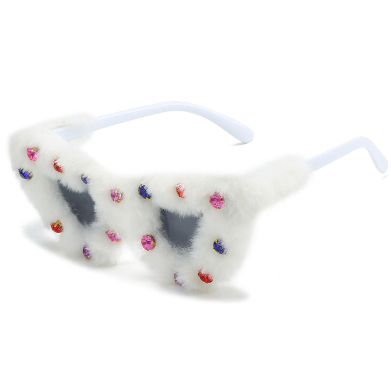 Unique Heart-Shaped Fur-Trimmed Sunglasses Kalsten