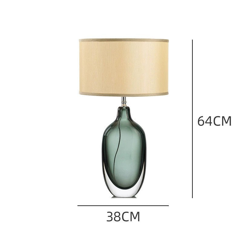 Elegant Glass Table Lamp with Natural Fabric Shade