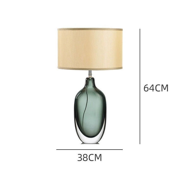 Elegant Glass Table Lamp with Natural Fabric Shade