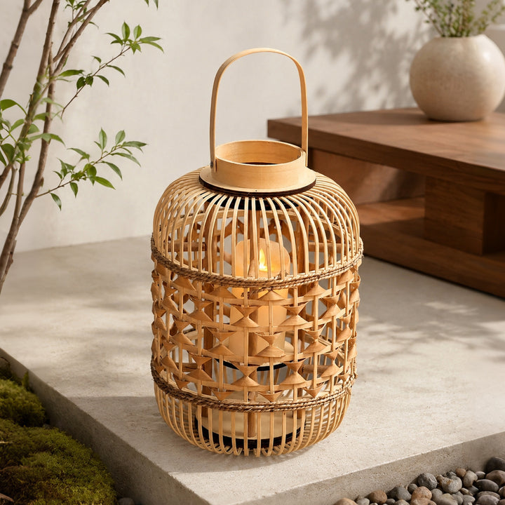 Decorative Lantern made of woven bamboo Kalsten