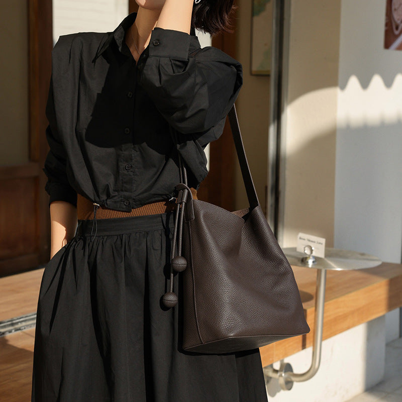 Soft-Structure Pebbled Vegan Leather Drawstring Hobo Shoulder Bag