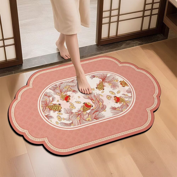 Elegant Vintage Floral Design Bath Mat