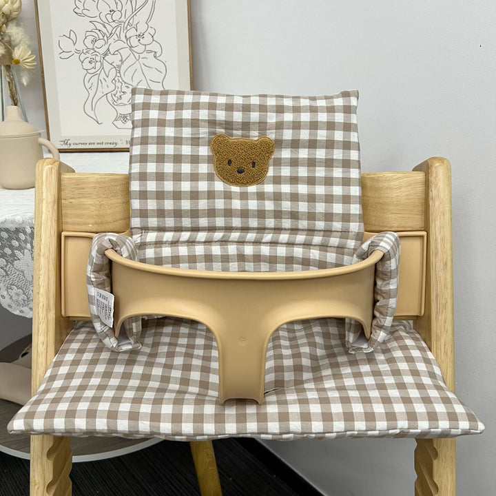 Padded Baby High Chair Cushion Set with Removable Teddy Applique