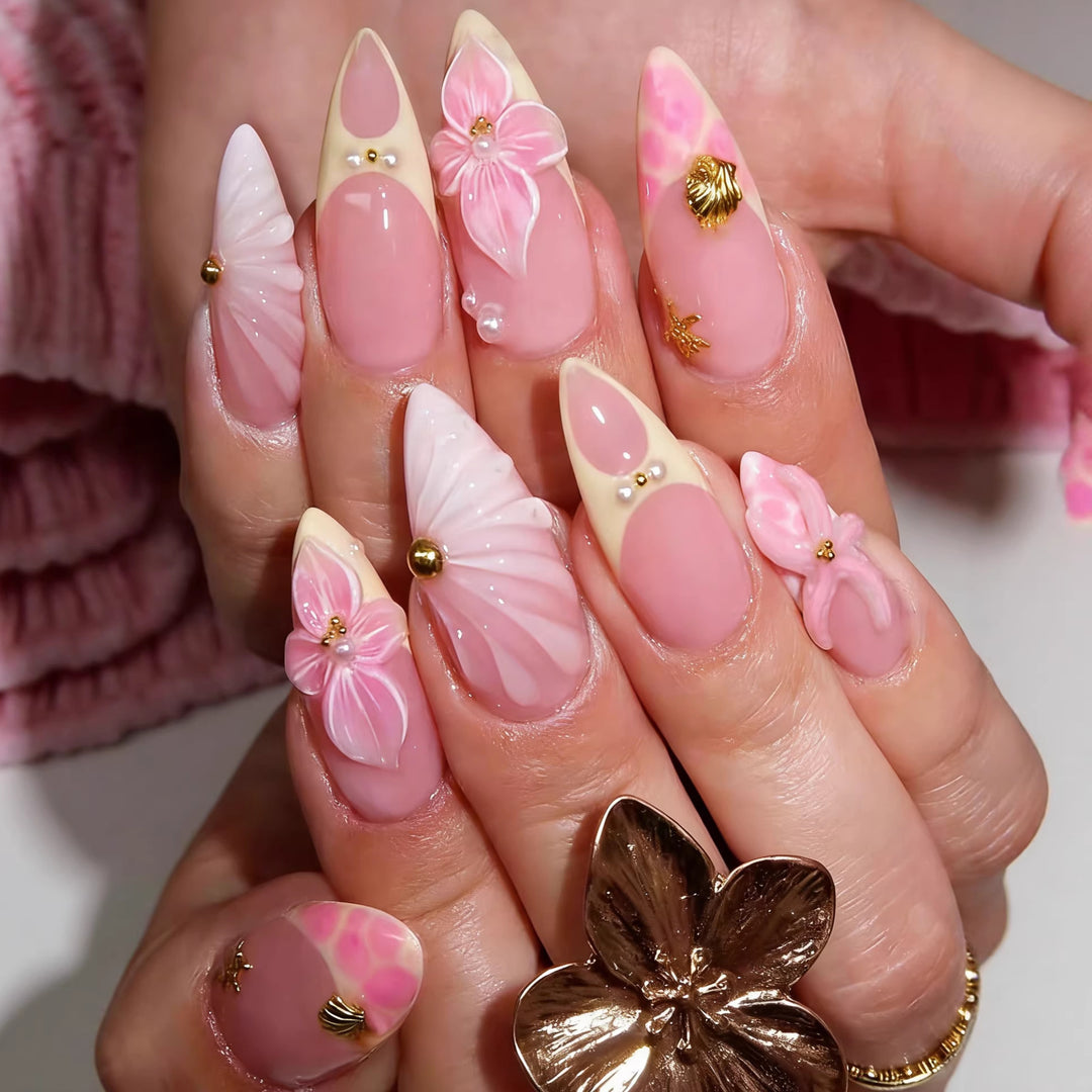 Decorative Floral Stiletto Press-On Nail Art Set Kalsten