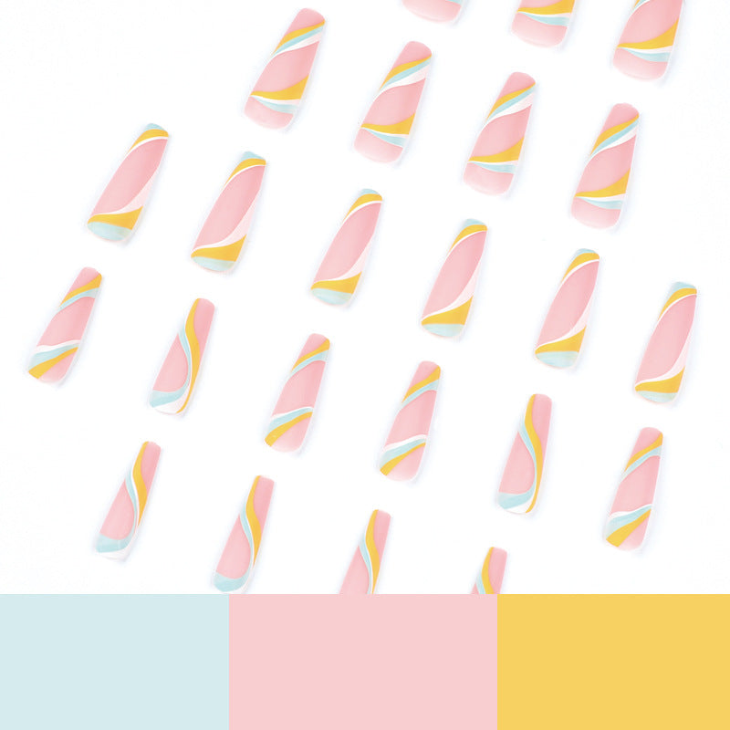 Artificial nail extensions with modern wave design Kalsten