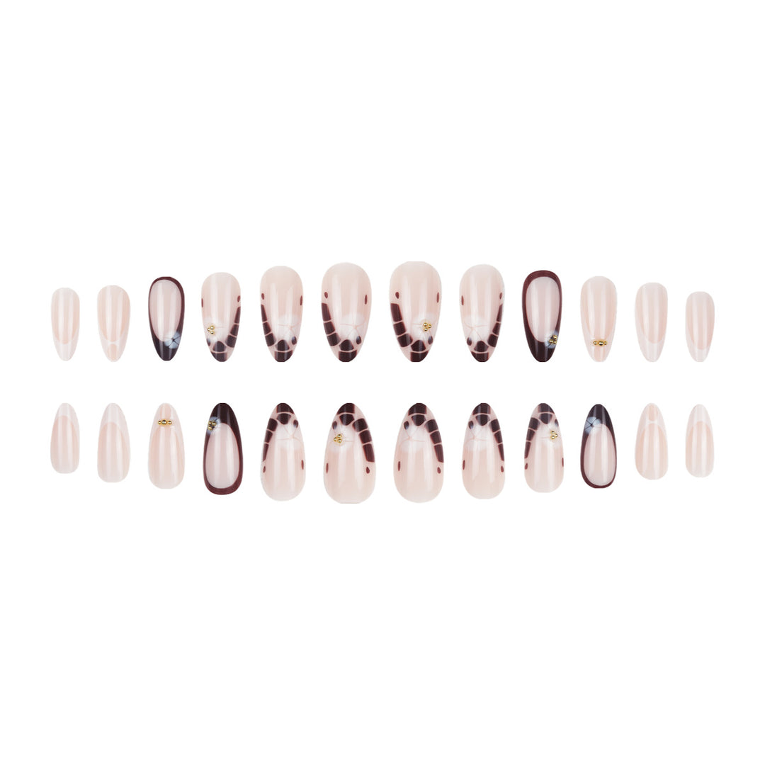 Artistic Stiletto Press-On Nail Set with Unique Floral Design Kalsten