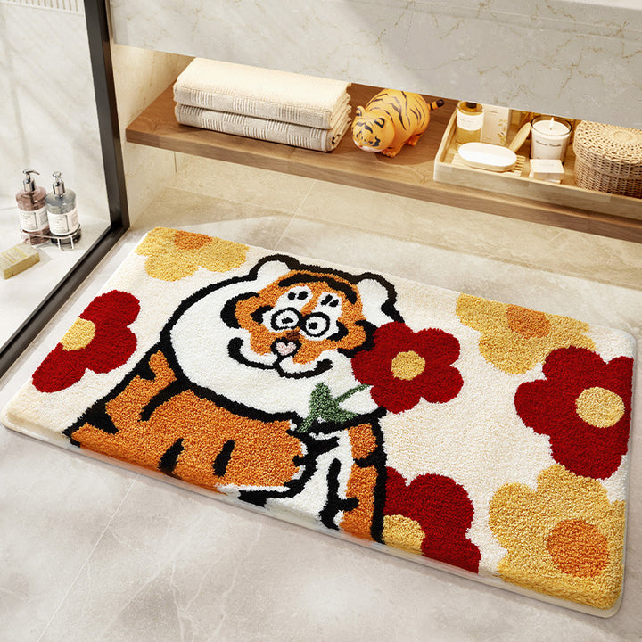 Playful Cartoon Tiger Bath Mat Kalsten