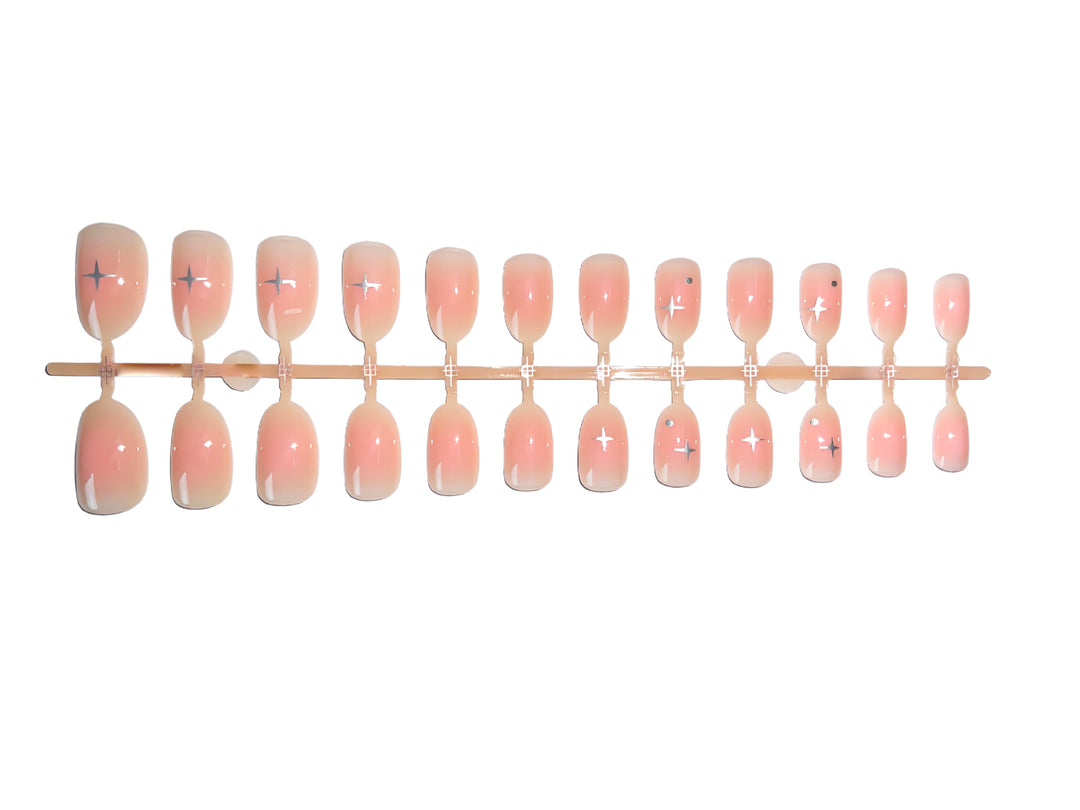 Nail art set with elegant French accent and glitter details Kalsten