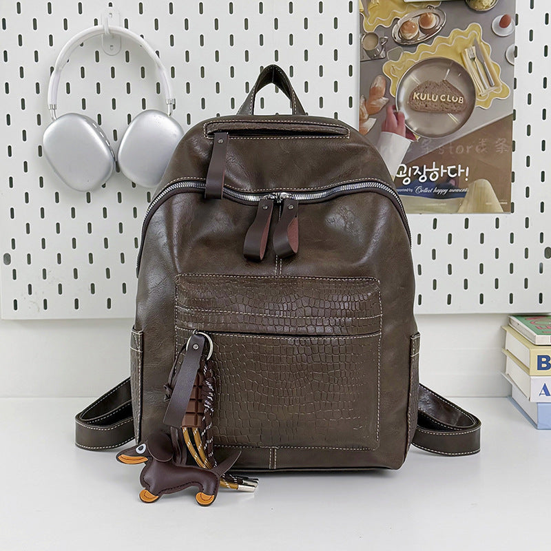 Stylish Crocodile-Patterned Leather Backpack Kalsten