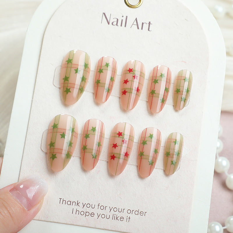 Festive Star Pattern Press-On Nail Art Kalsten