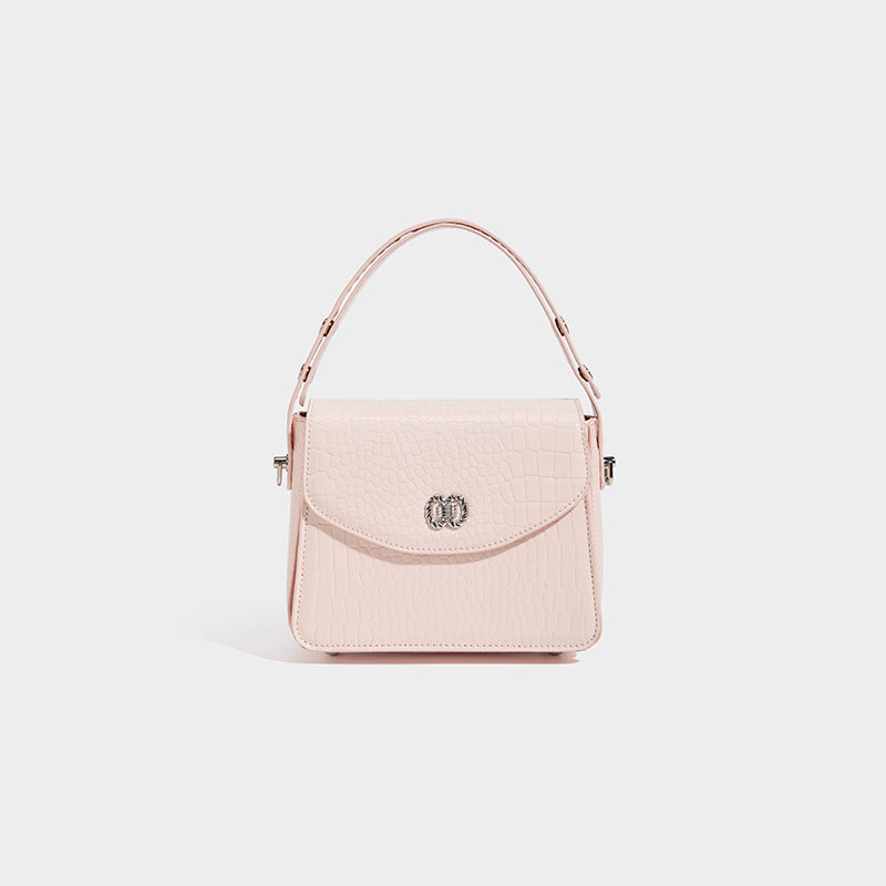 Crocodile-Embossed Structured Handbag