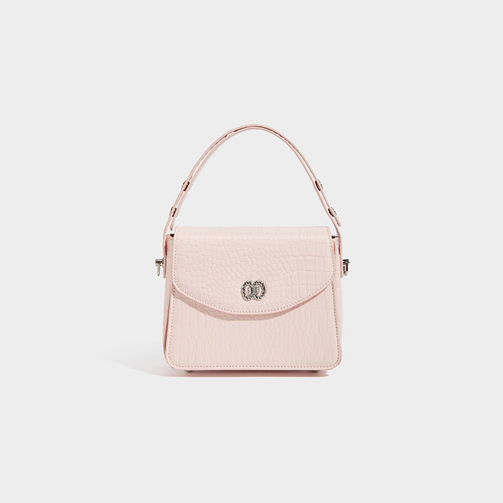 Crocodile-Embossed Structured Handbag