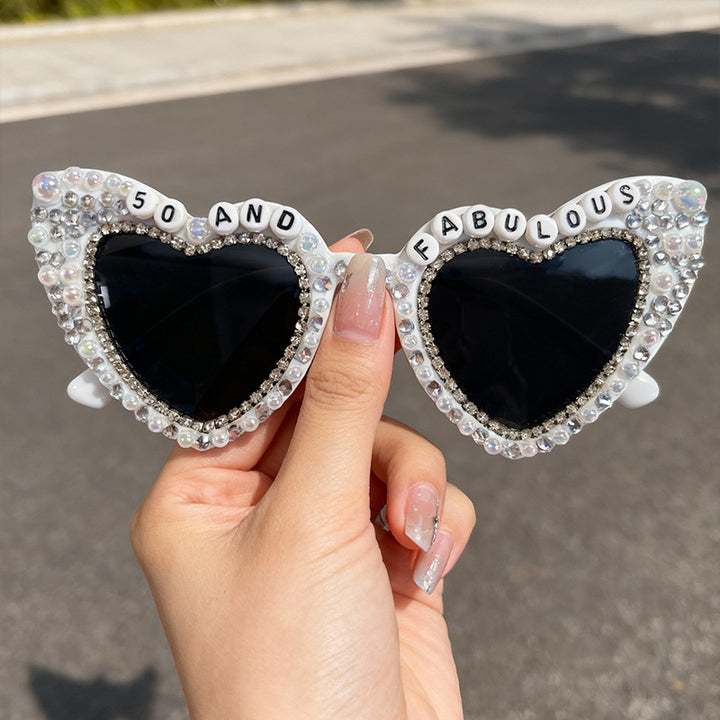 Heart-Shaped Pearl-Embellished Sunglasses Kalsten