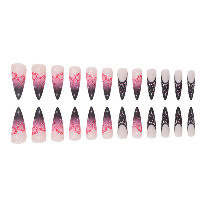Stiletto Nail Art Extensions with Heart Design Kalsten