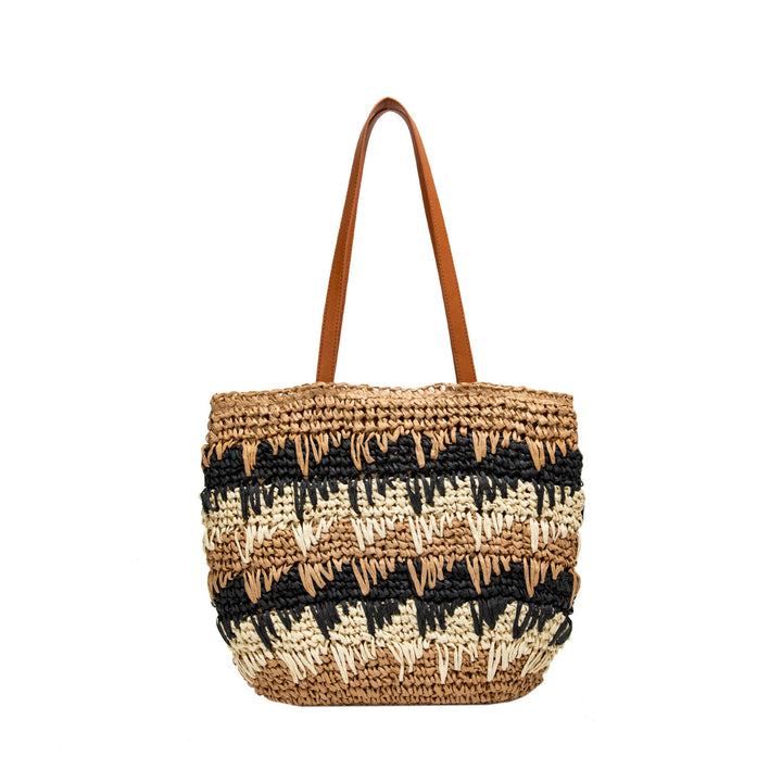 Braided beach bag with leather handles Kalsten