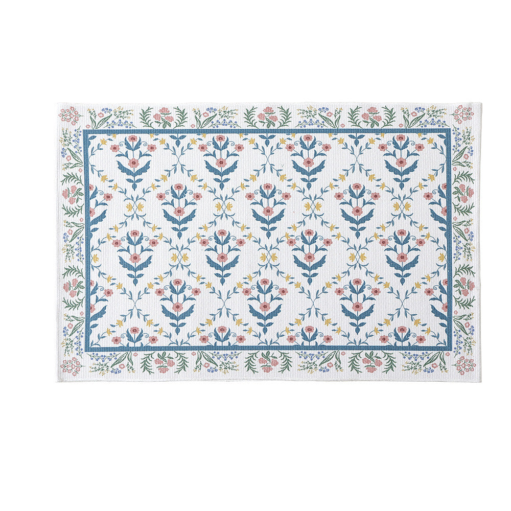 Woven cotton bath mat with floral allover jacquard pattern Kalsten