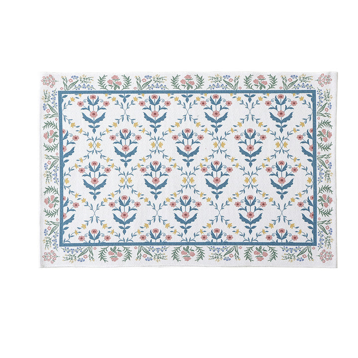 Woven cotton bath mat with floral allover jacquard pattern Kalsten