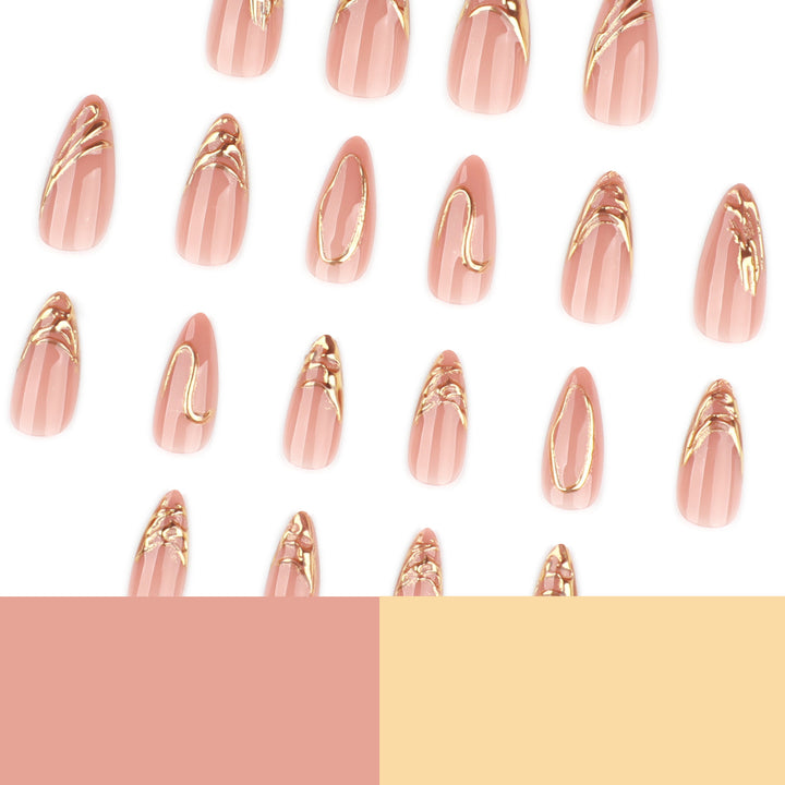 Artistic acrylic nails with gold embellishments Kalsten