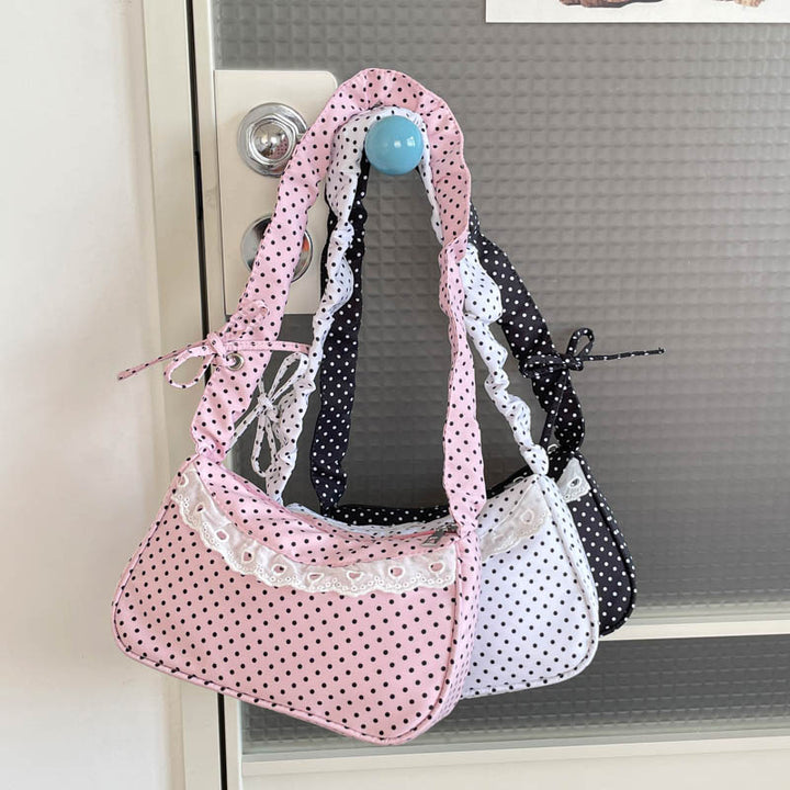Vintage-Inspired Polka Dot Handheld Bag