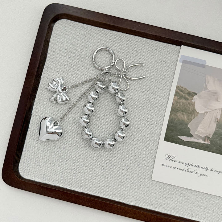 Elegant Heart and Bow Charm Keychain Kalsten