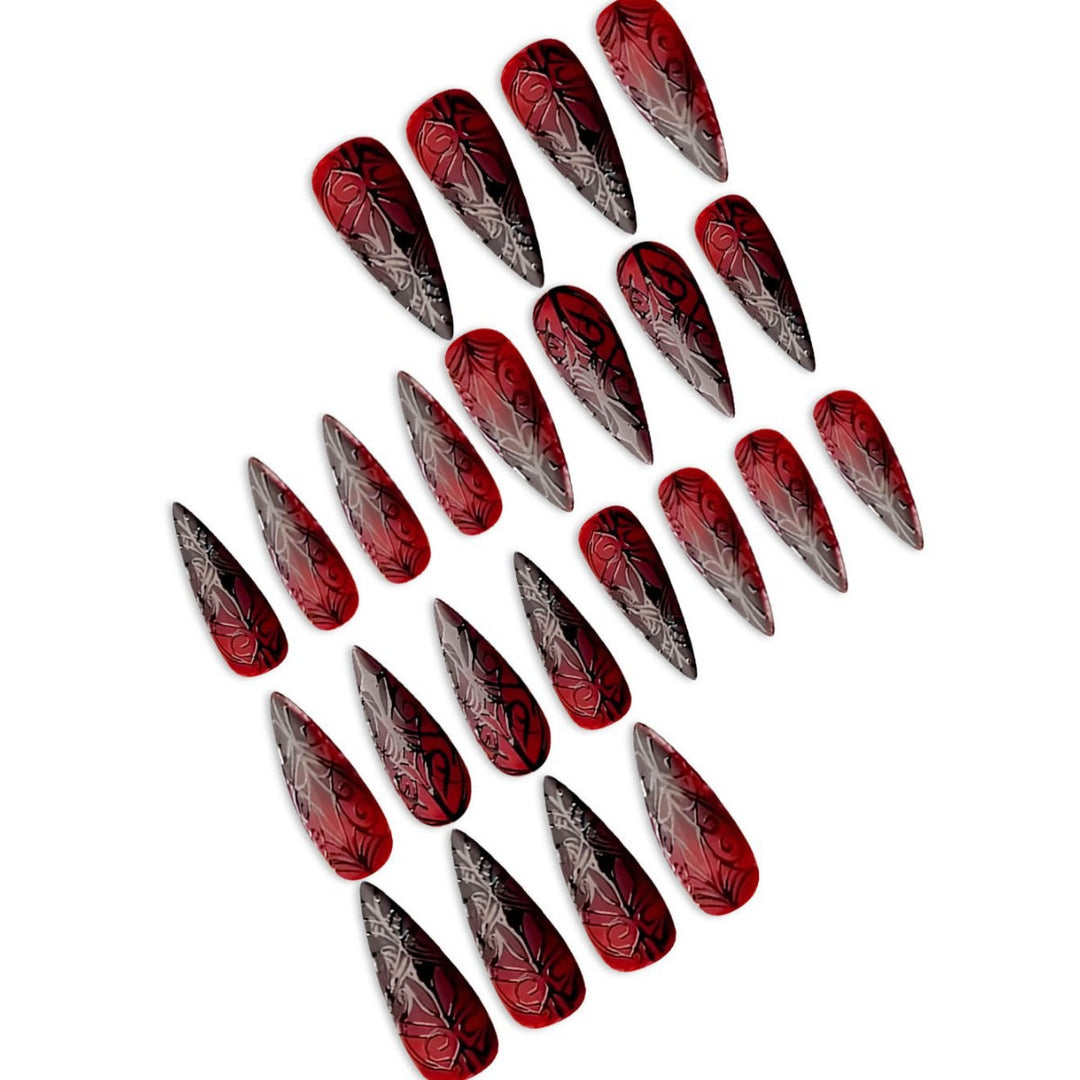 Elaborate Gothic Stiletto Nail Enhancements Kalsten