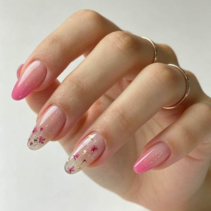 Artificial Nail Set with Elegant Floral Designs Kalsten