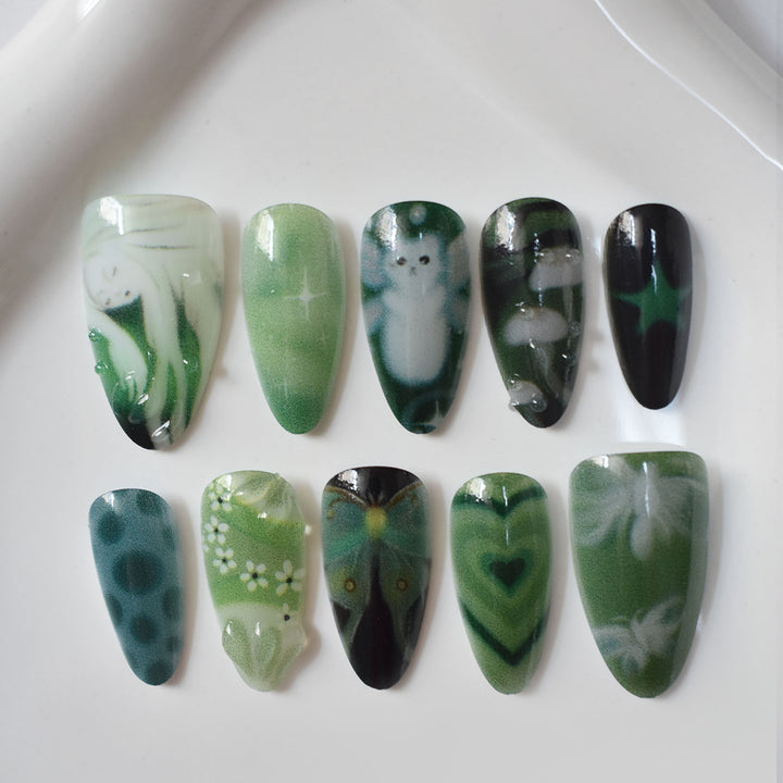 Artistic 3D Sea-Inspired Press-On Nail Art Kalsten