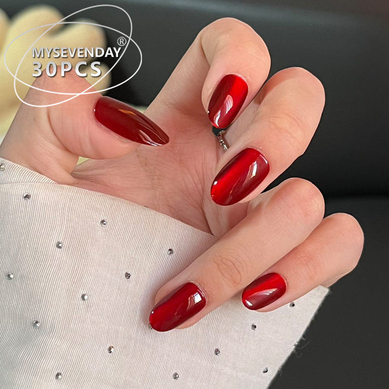 Glossy Red Press-On Nail Set Kalsten