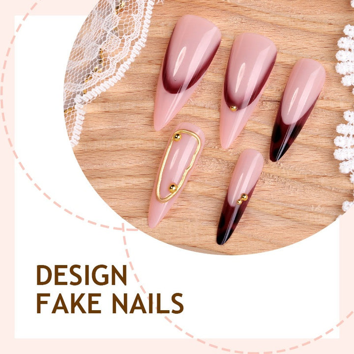 Acrylic nail set with elegant ombre design and golden accents Kalsten