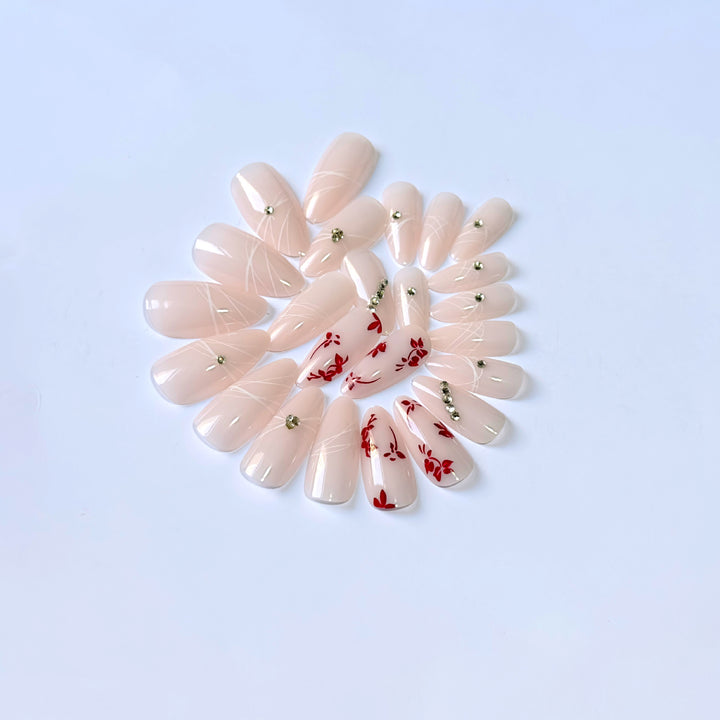 Elegant Floral Acrylic Nail Art Design