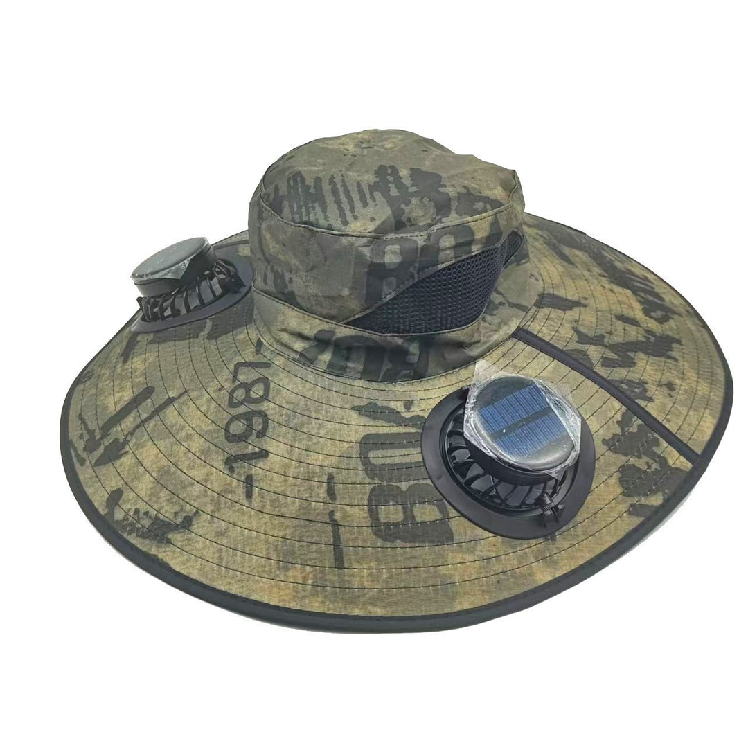 Sunscreen hat with dual USB fans, breathable mesh and adjustable chin strap Kalsten