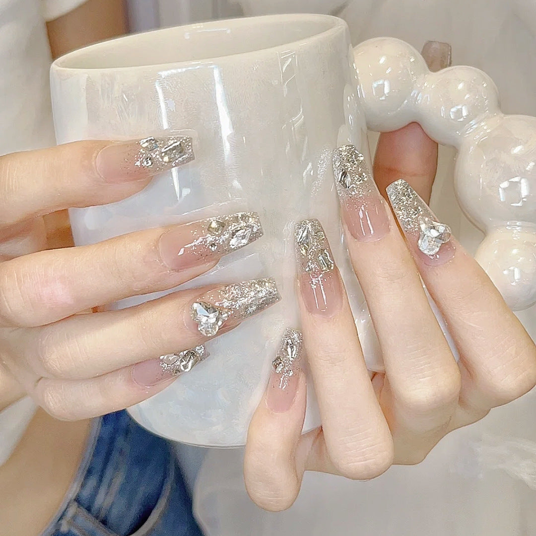 Decorative Press-On Nail Extensions with Bow and Rhinestone Accents Kalsten
