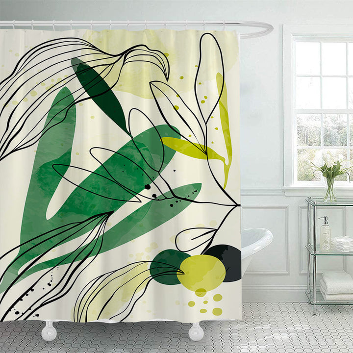 Abstract Botanical Print Shower Curtain Kalsten