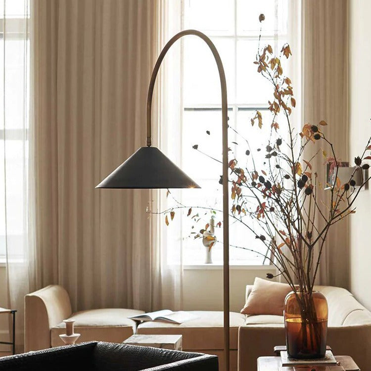 Modern Arching Floor Lamp with Unique Shade Design