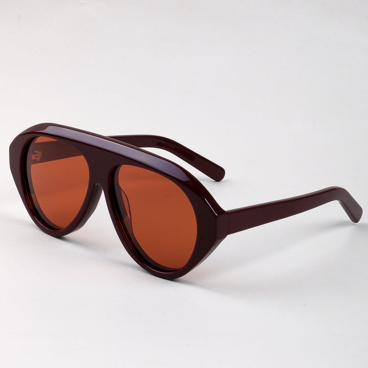 Women's Statement Sunglasses with Wide Frame and Green Lenses Kalsten