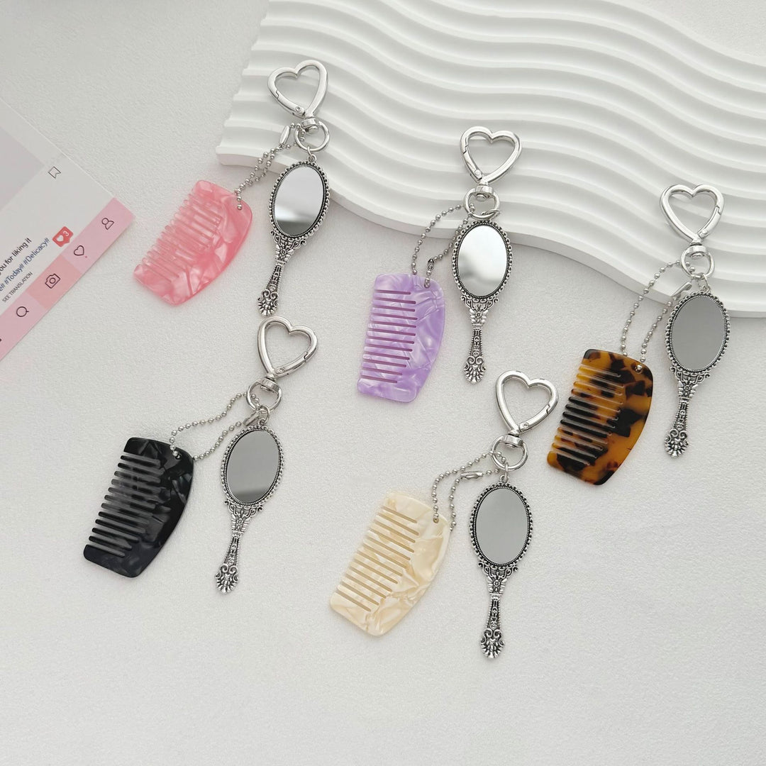 Charming Compact Mirror and Comb Keychain Kalsten