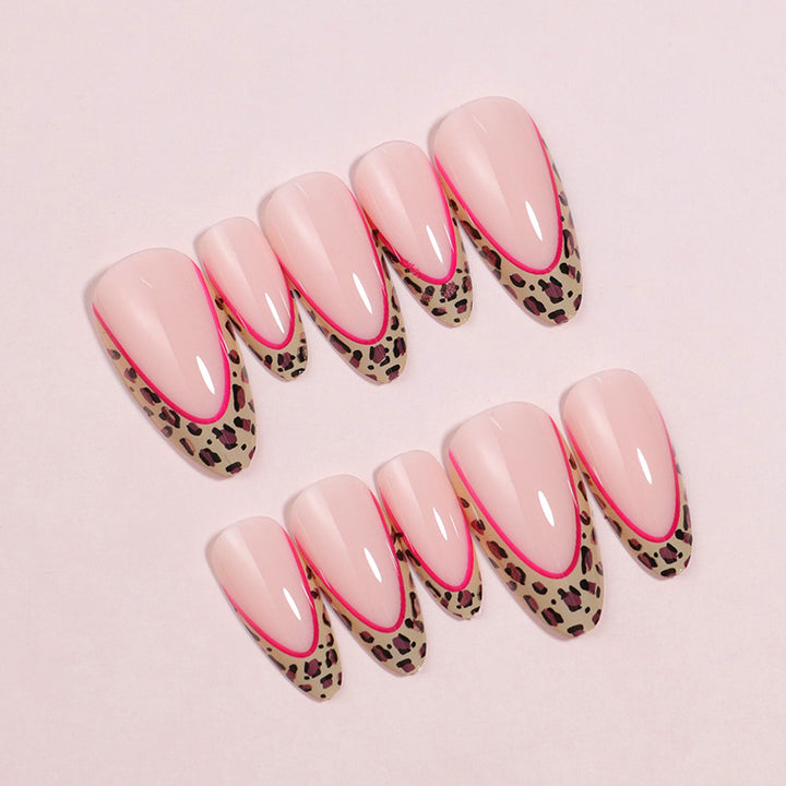 Artistic Stiletto Press-On Nail Set with Leopard Print Accents Kalsten