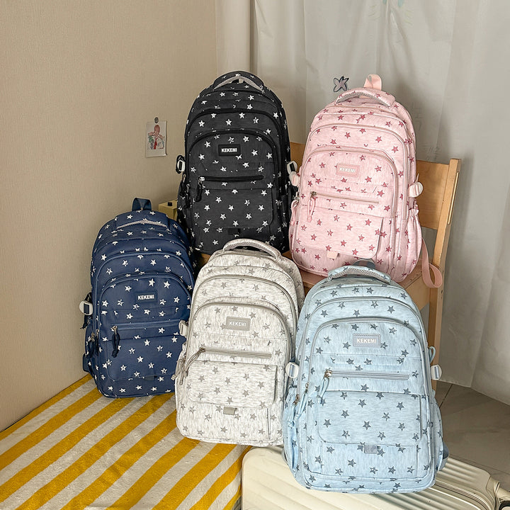 Stylish Star-Printed School Backpack Kalsten