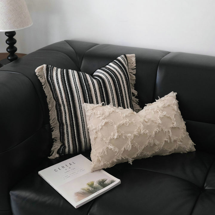 Striped Fringe Decorative Pillow