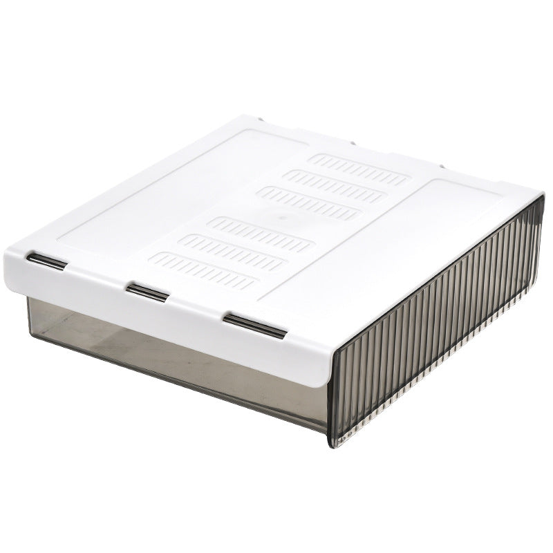 Storage box with removable drawer and space-saving organizer compartment